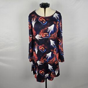 For G and PL Dress Women's XL Blue Orange White Halloween Pumpkin Long Sleeve